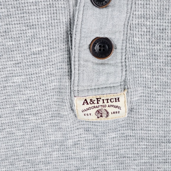 Abercrombie & Fitch Henley Shirt Mens 2XL Waffle Knit Muscle Fit Long Sleeve Y2K - Picture 3 of 8